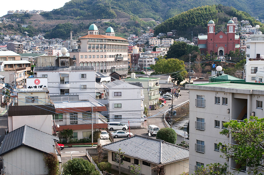  A view of Urakami Cathedral (top right) and surrounds. 